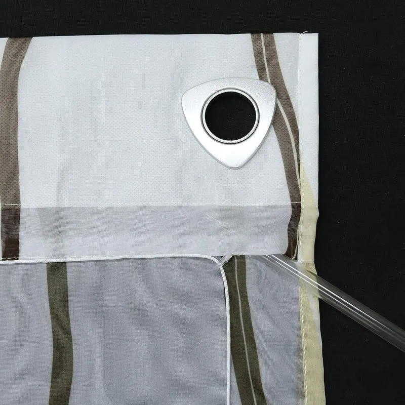 Raffrollo mit Wellen Druck Transparenter Voile Raffgardine Vorhang mit Hakenösen H/B 140/80 cm Creme