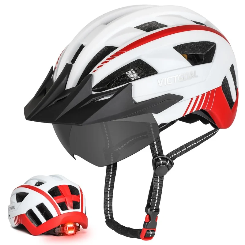 VICTGOAL Fahrradhelm MTB Mountainbike Helm mit magnetischem Visier Abnehmbarer Sonnenschutzkappe und