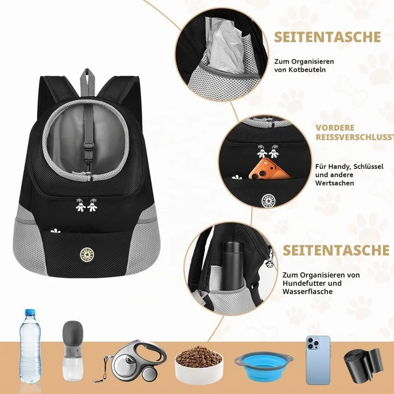 Adiwo Haustier Rucksack mit Netzfenster, Atmungsaktive Leichte Hundetasche, HundeRucksack und Katzen