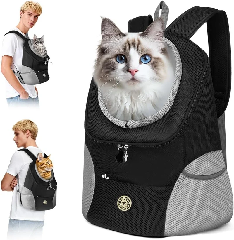 Adiwo Haustier Rucksack mit Netzfenster, Atmungsaktive Leichte Hundetasche, HundeRucksack und Katzen