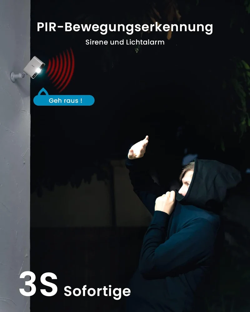 ieGeek 2K Überwachungskamera Aussen Akku: Kabellose WLAN Überwachungskamera aussen/innen mit farbige