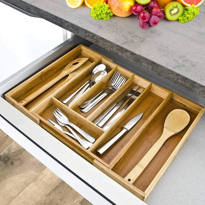 BAKAJI Besteckkasten Schublade 33.5 x 29 x 5 cm Bamboo Naturale, 33.5 x 29 x 5 cm Bamboo Naturale
