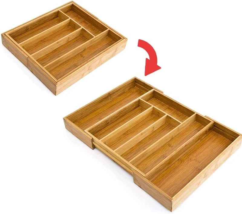 BAKAJI Besteckkasten Schublade 33.5 x 29 x 5 cm Bamboo Naturale, 33.5 x 29 x 5 cm Bamboo Naturale
