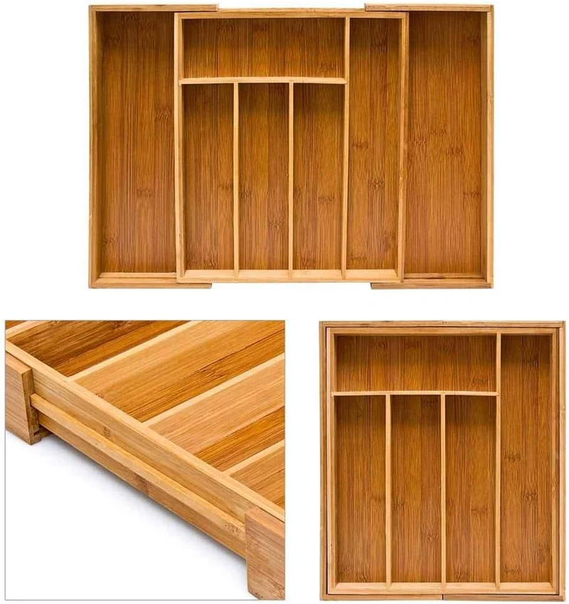 BAKAJI Besteckkasten Schublade 33.5 x 29 x 5 cm Bamboo Naturale, 33.5 x 29 x 5 cm Bamboo Naturale