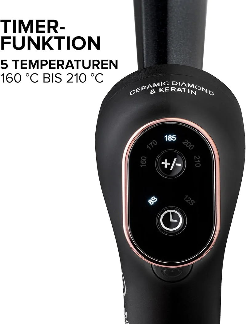 Bellissima Glam Waves, Lockenstab, konische Form, Display, 5 Temperaturen, Diamon-Keramik- und Kerat