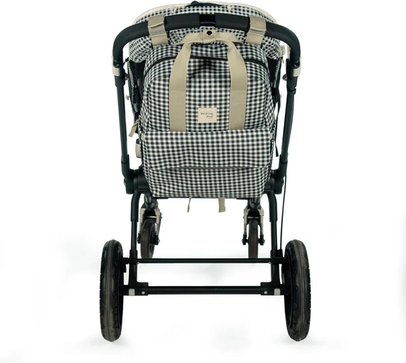 Walking Mum. I Love Vichy Wickeltasche für Kinderwagen, vielseitiges Design mit kurzen Griffen und S