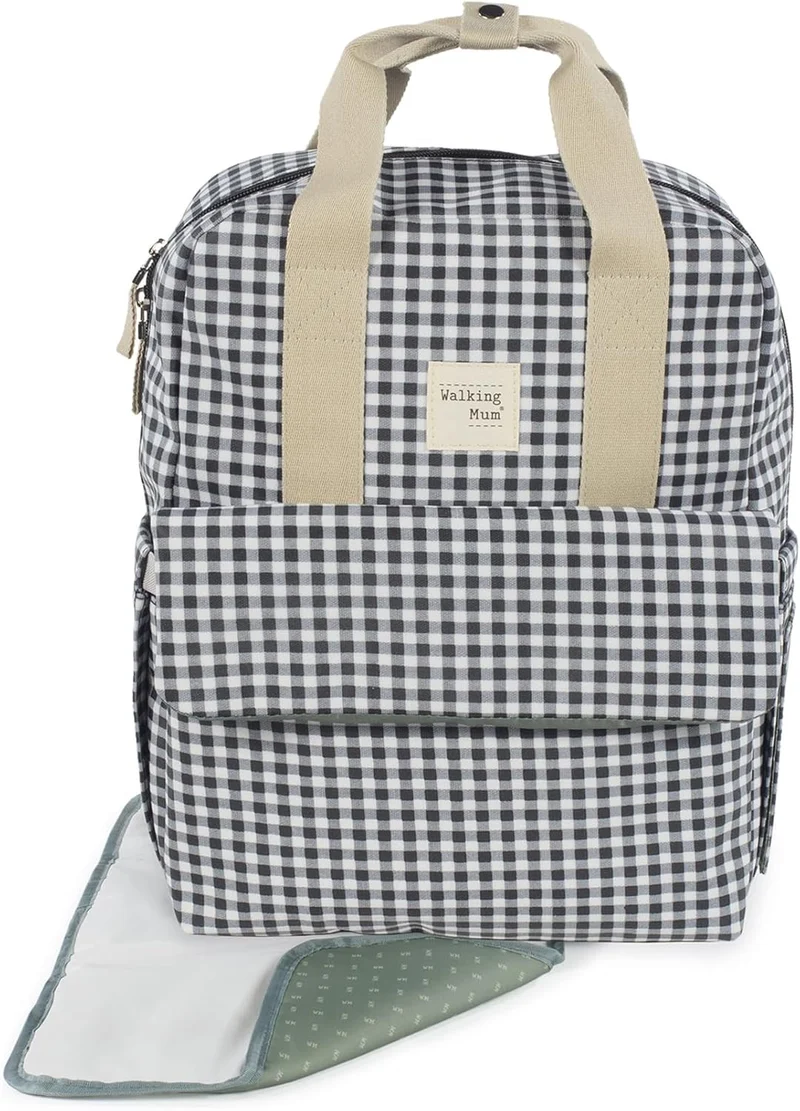Walking Mum. I Love Vichy Wickeltasche für Kinderwagen, vielseitiges Design mit kurzen Griffen und S