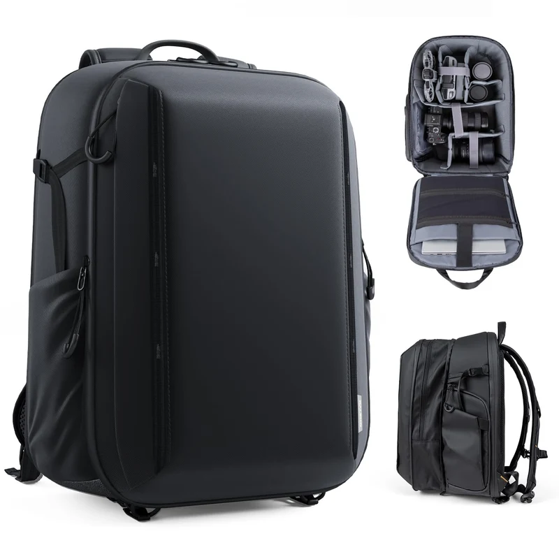 RaLeno Wasserdichter Kamerarucksack,25L+5L(erweiterbares Vorderfach) Fotorucksack, Seitentaschen mit