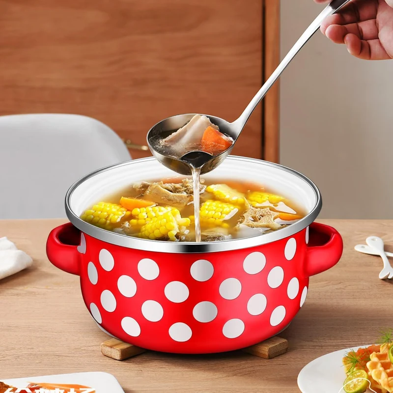 VINTORKY Emaille Mini Suppentopf Set Mit Deckel Und Griff Kleine Suppentöpfe Für Zuhause Vielseitige