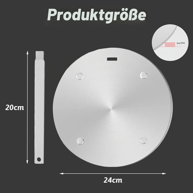 Universal Induktion Adapterplatte Ø 24 cm, Induktionsadapter für Gasherd, Edelstahl Wärme Induktion