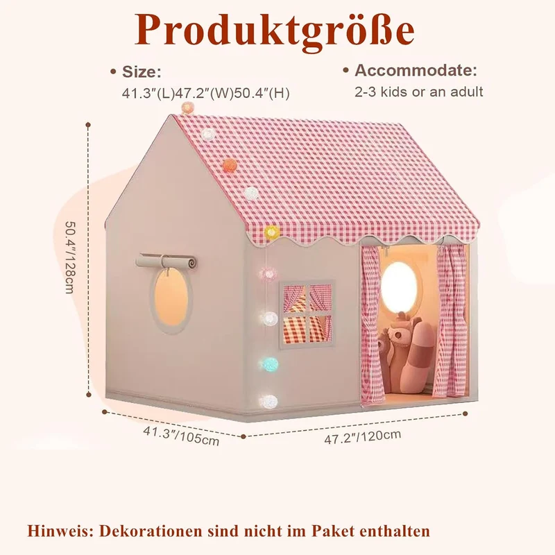 Spielzelt Kinder Indoor für Drinnen, Kinder Spielhaus Indoor Kinderzelt Kinderspielhaus, Zelt für ki