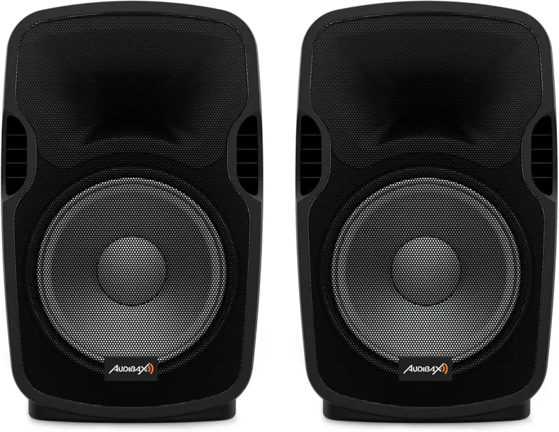 Audibax Party 212 Led Set 2 Altavoces 12" PRO 1000W Pico + Soportes + Cableado + Micrófono