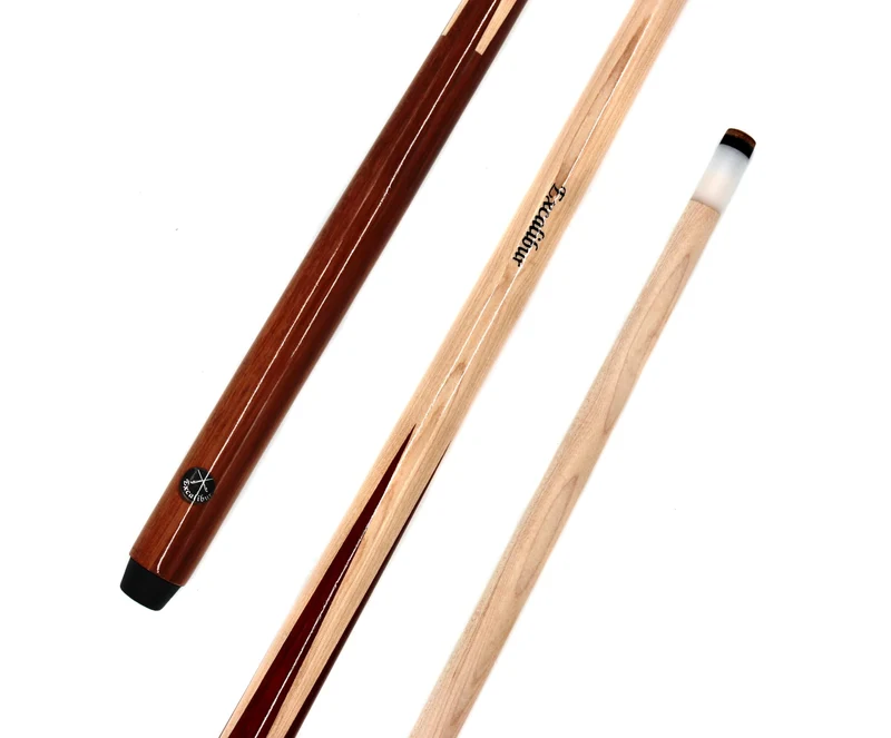 2X Billard Pool Queue Cue Kö Excalibur einteilig, Ahornholz, Braun, 102cm - 145cm, 12mm Schraubleder