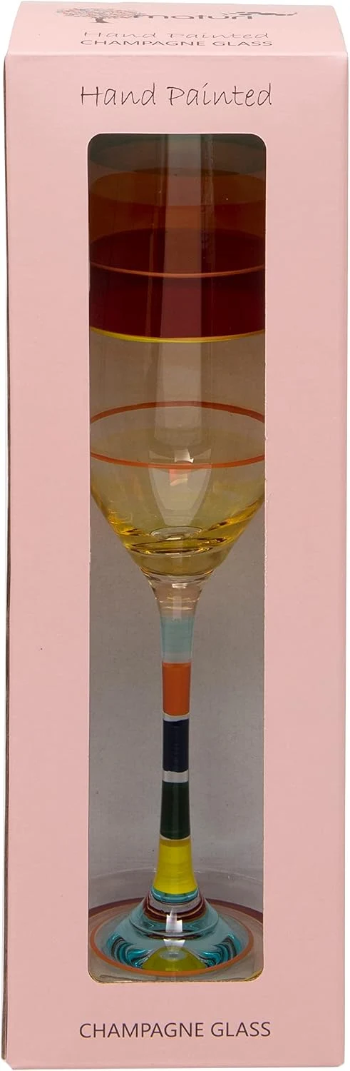 Maturi Champagnerflöte, handbemalt, gestreift, 220 ml, in Geschenkbox Light Stripe Champagnerflöte,