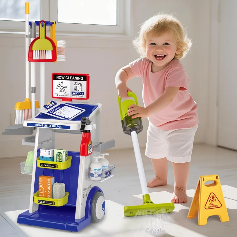 Kinder Reinigung Set, Kinderstaubsauger Mit Saug und Soundfunktion,Kehrschaufel Set Handfeger Besen