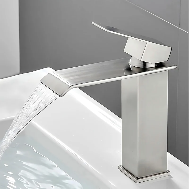 Wasserfall-Armatur für Badezimmer, Einhebelmischer für Waschbecken, Wassersparend, Waschbeckenarmatu
