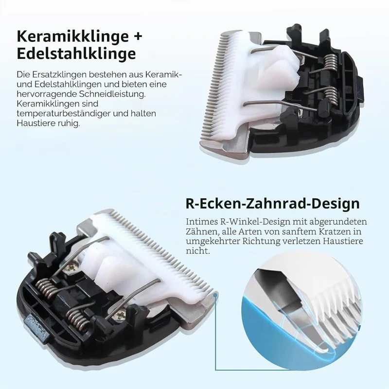 2er-Pack Ersatzklingen für Hunde-Schermaschine für Oneisall, geräuscharm, kabellos, elektrisch, leis