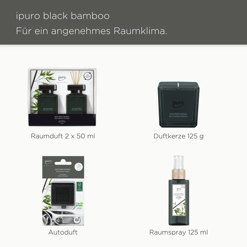ipuro - erfrischender ipuro black bamboo Raumduft - dezenter Raumerfrischer mit grünen & holzigen No