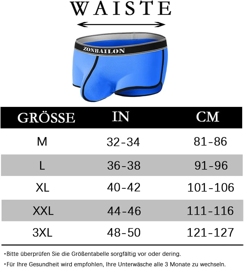 HerrenBoxershorts Sexy Atmungsaktiv und Hautfreundlich Bequem Blau XL, Blau XL