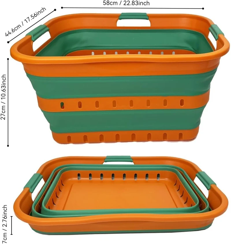 SAMMART 2er-Set 42L faltbarer Aufbewahrungskörbe/-behälter aus Kunststoff – zusammenklappbarer, plat