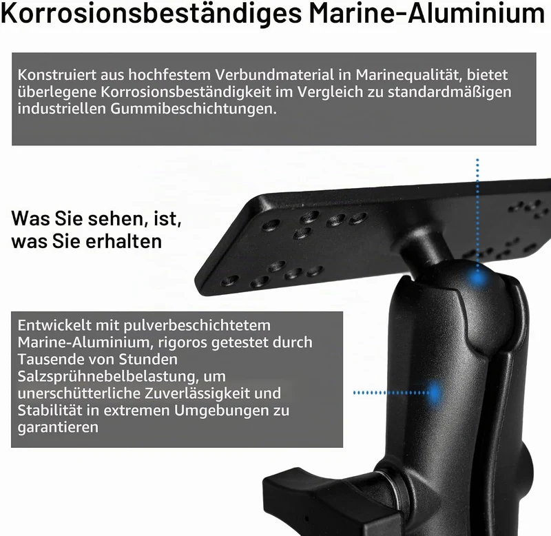 Fischfinderhalterung mit 1,5 Zoll, C-Grösse, 38mm Kugel, Schwarz, Verstellbare Montagehalterung, Kom