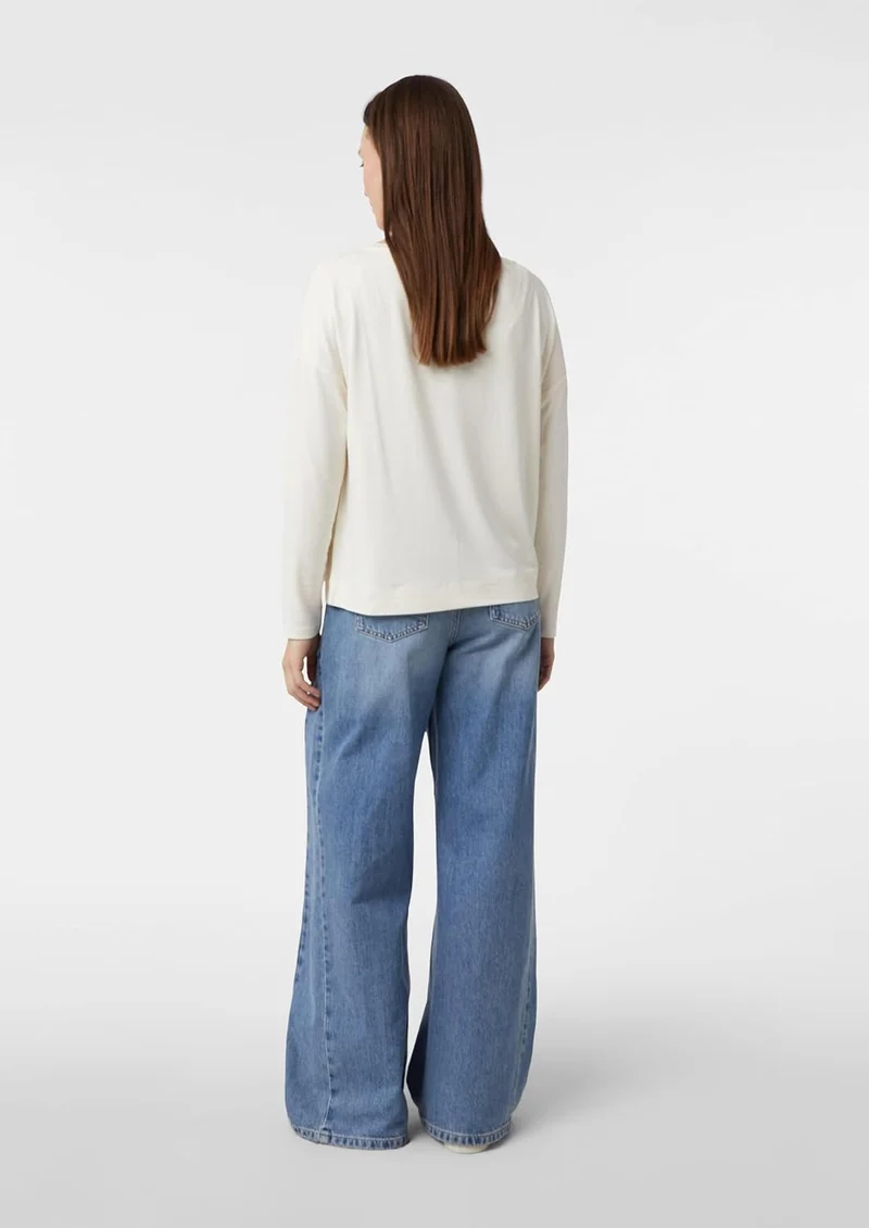 Comma Langarmshirt mit Frontprint und Strassdetails 34 04l0_creme, 34 04l0_creme