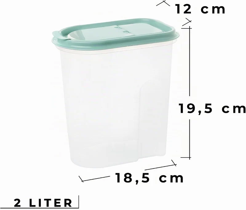 2friends Vorratsdosen 4er set,Schüttdosen 2 Liter, transparent mit Klappdeckeln, Müslispender, Farbe