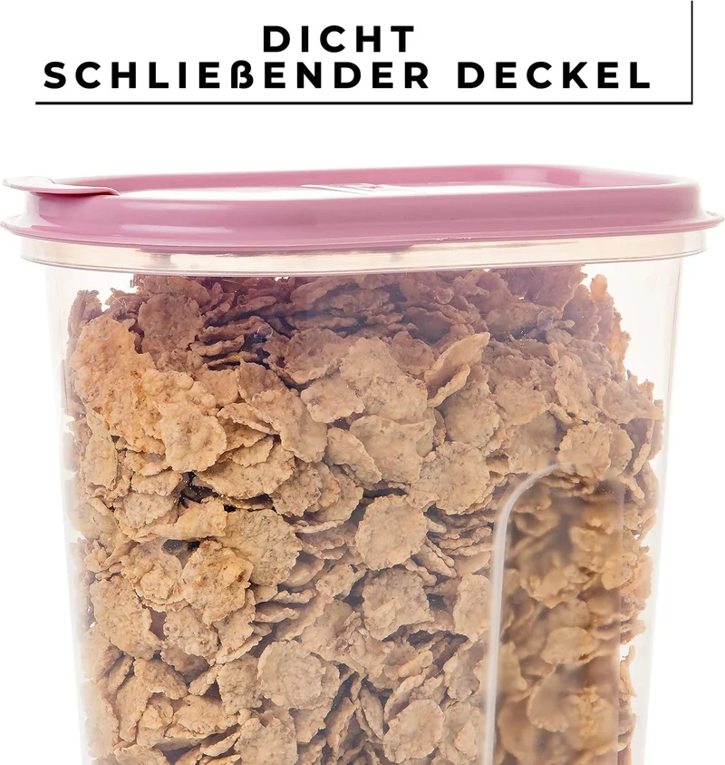 2friends Vorratsdosen 4er set,Schüttdosen 2 Liter, transparent mit Klappdeckeln, Müslispender, Farbe