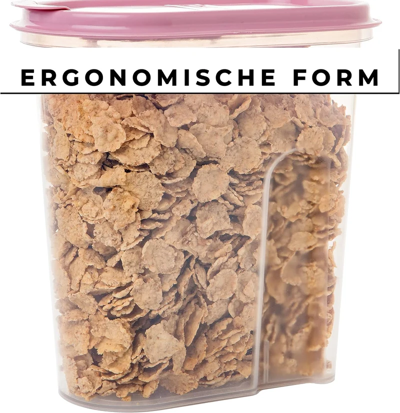 2friends Vorratsdosen 4er set,Schüttdosen 2 Liter, transparent mit Klappdeckeln, Müslispender, Farbe