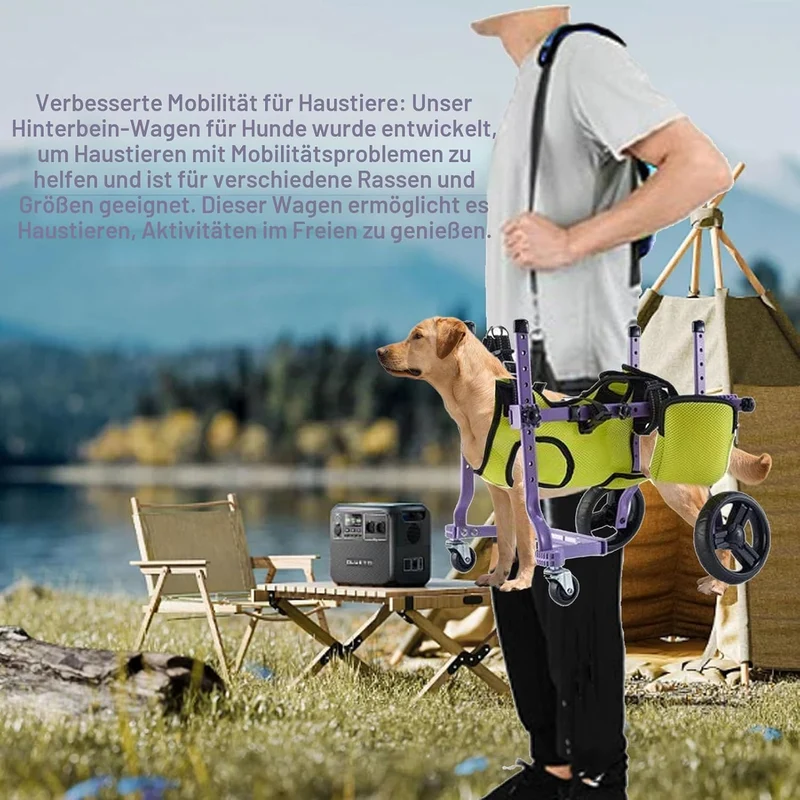 Hunderollstuhl für die Hinterbeine, Hunderollstuhlwagen, Dehnbarer Integrierter 4-Rad-Laufwagen für