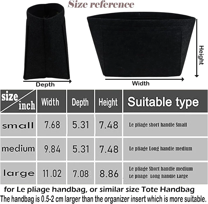 Handtaschen-Organizer-Einsatz für Le Pliage Neo (gross) Handtaschen, hochwertiger Filz-Organizer, Sc