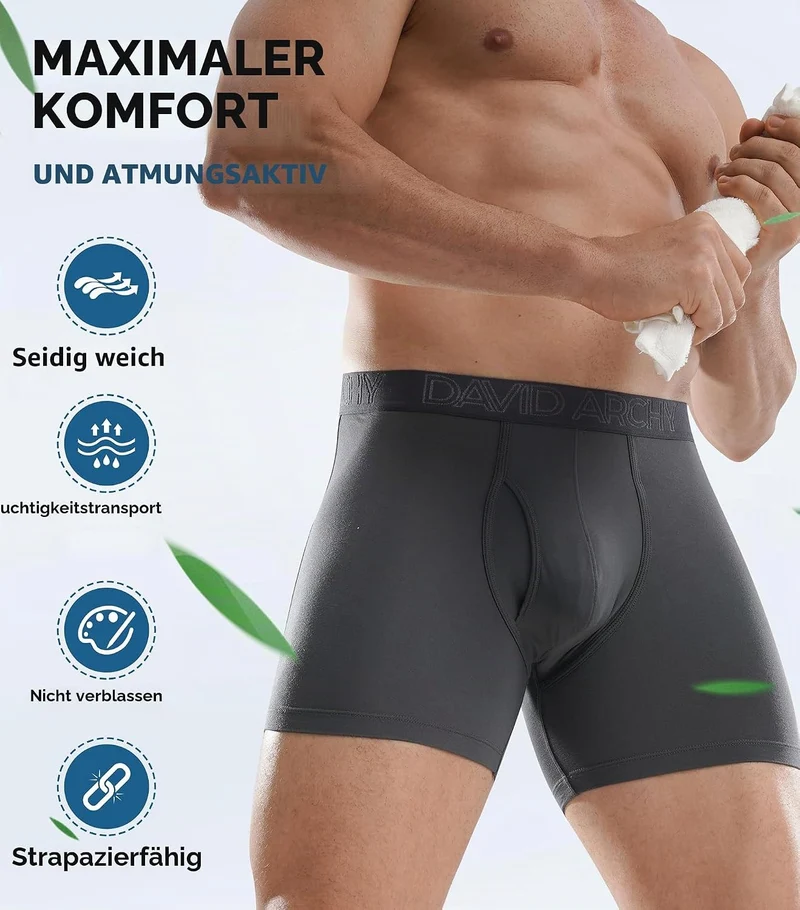 DAVID ARCHY Herren Boxershorts Mehrfachpack, Stretcken Klassischer Retroshorts, Unterhosen Männer, 5
