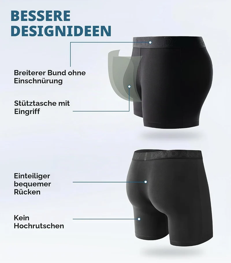 DAVID ARCHY Herren Boxershorts Mehrfachpack, Stretcken Klassischer Retroshorts, Unterhosen Männer, 5