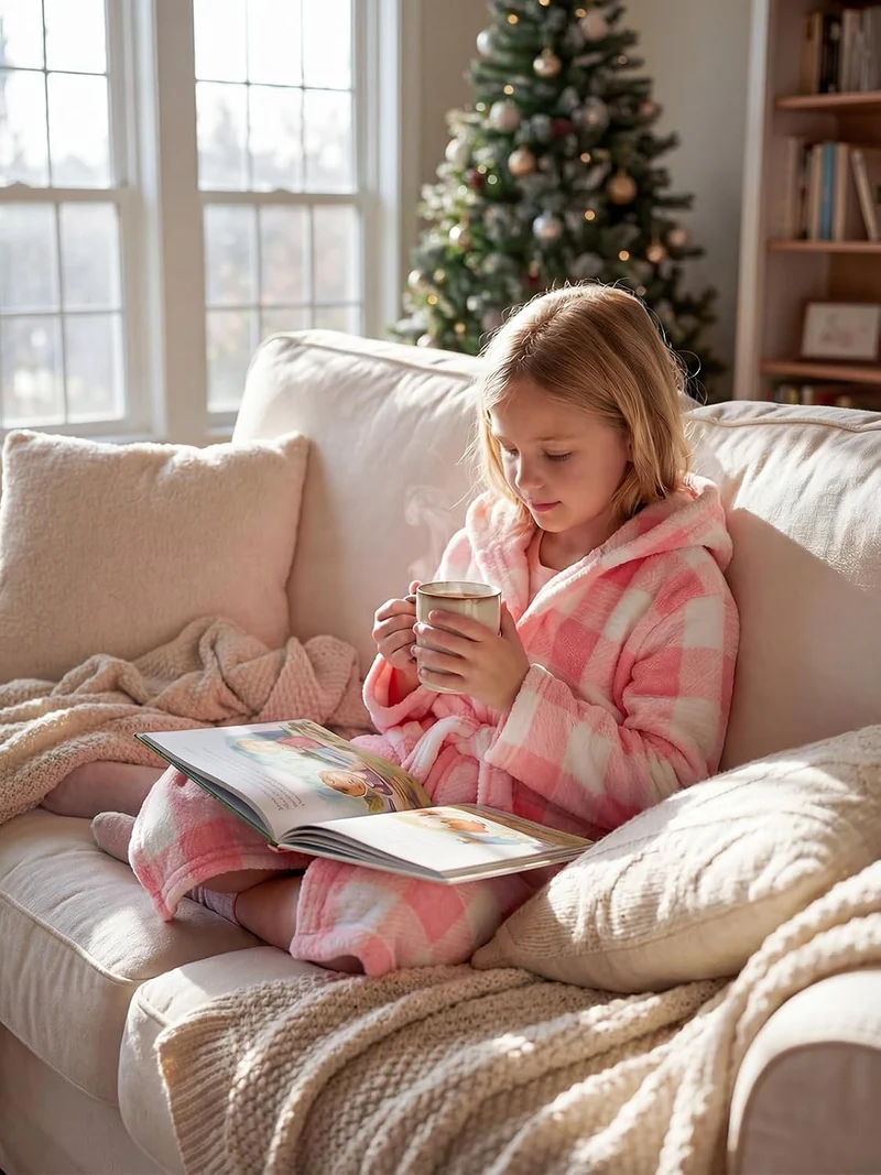 JiAmy Kapuzen Bademantel für Mädchen Flauschiger Fleece Plüsch Langer Schlafmantel Kinder Rosa 7-9 J