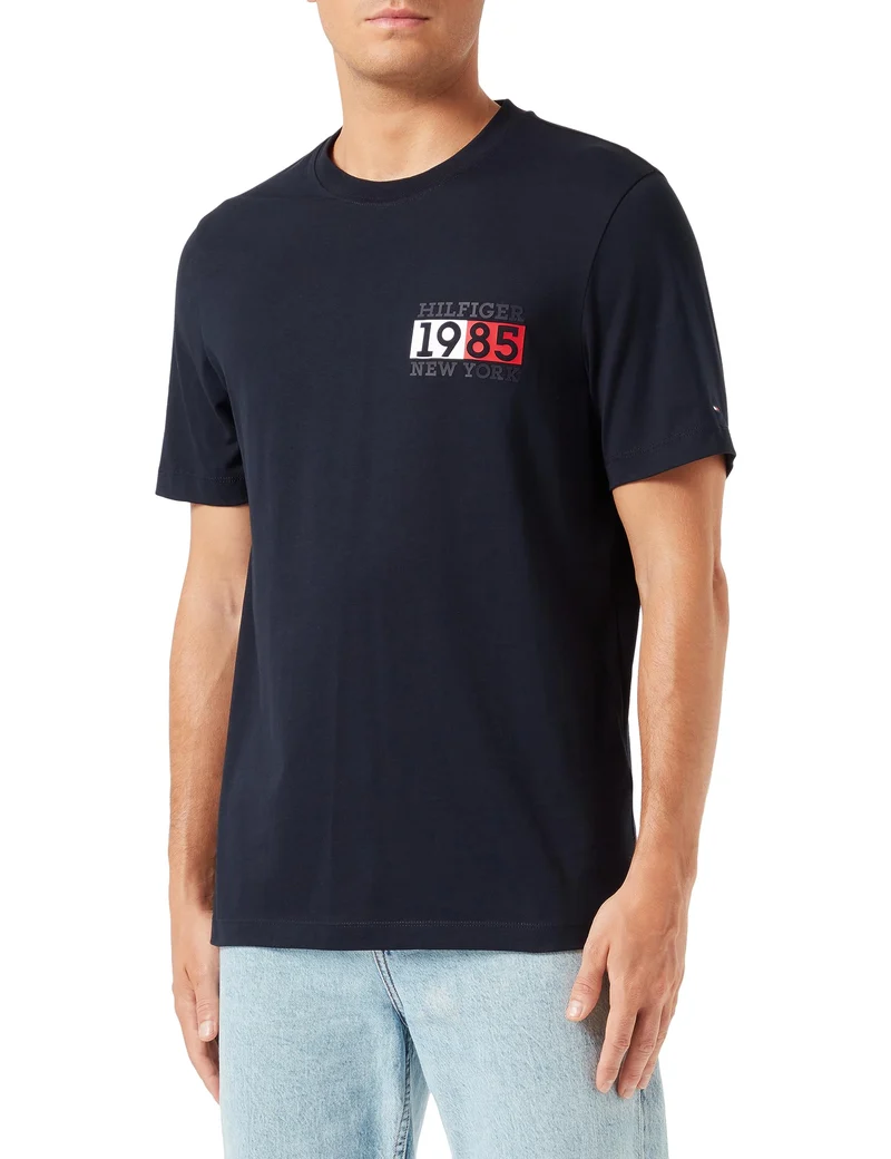 Tommy Hilfiger Herren T-Shirt Kurzarm New York Flag Rundhalsausschnitt L Blau (Desert Sky), L Blau (