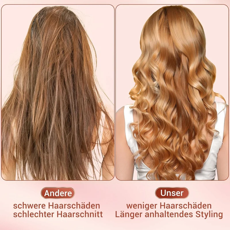 Lockenstab 3 Fässer, Beach Waves Welleneisen mit einstellbarer Temperatur, PTC Schnellheizung Schnel