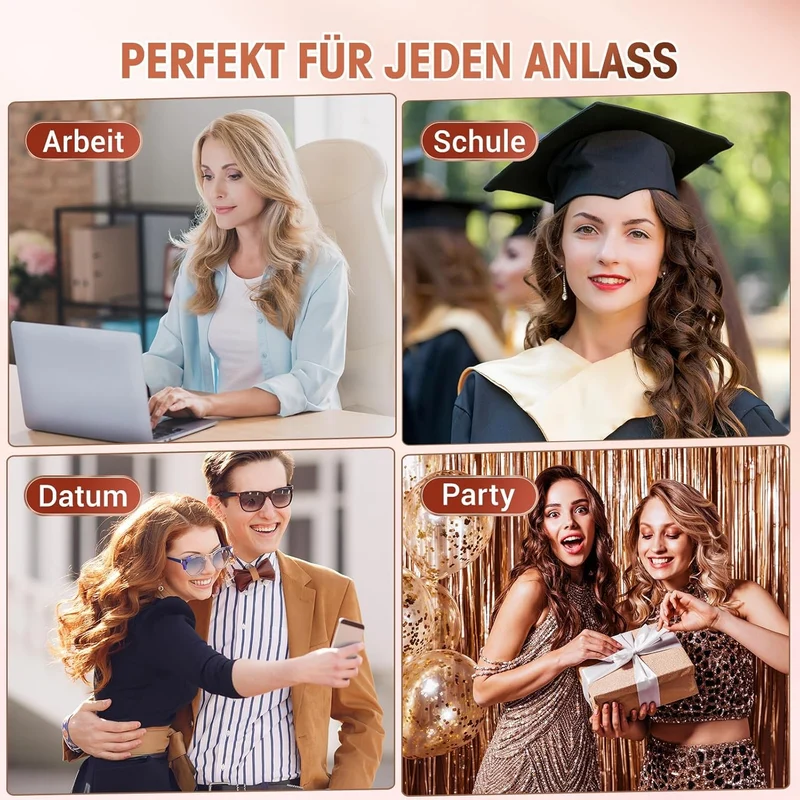 Lockenstab 3 Fässer, Beach Waves Welleneisen mit einstellbarer Temperatur, PTC Schnellheizung Schnel