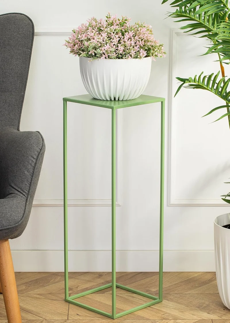 Blumenständer Metall Grün 70 cm Hoch - Solider und Robuster Blumenhocker Metall - Pflanzenständer fü