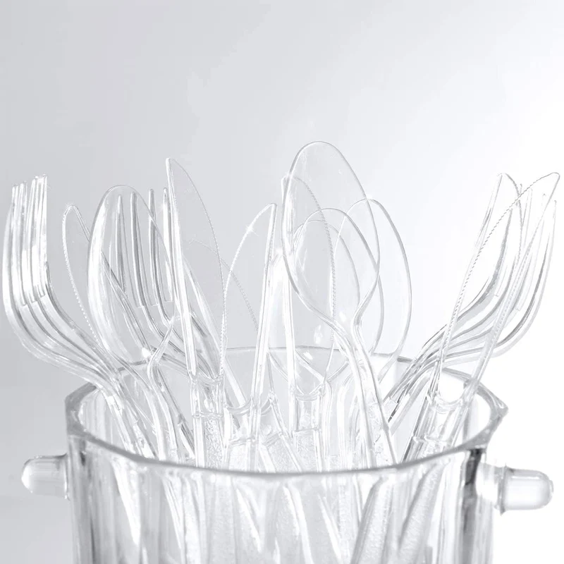 300 Stück Plastikbesteck,Wiederverwendbar Besteck,Party Besteck Plastik,Plastiklöffel,PlastikLöffel,