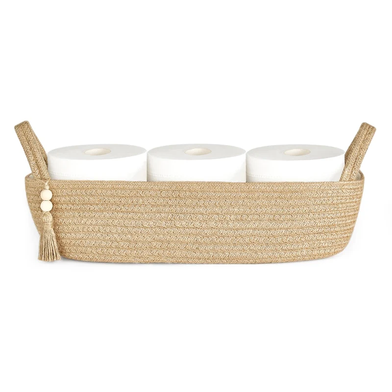 Mkono Kleiner Aufbewahrungskorb für Toilettenspülkasten Boho-Badezimmer-Dekor gewebtes Seil Toilette