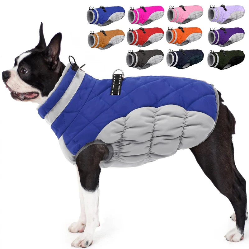 AOFITEE Hundejacke Kleine Hunde, Wasserdicht Hunde Wintermantel Warm Hundemantel mit Geschirr, Rollk