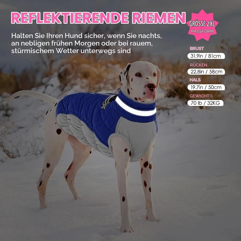 AOFITEE Hundejacke Kleine Hunde, Wasserdicht Hunde Wintermantel Warm Hundemantel mit Geschirr, Rollk