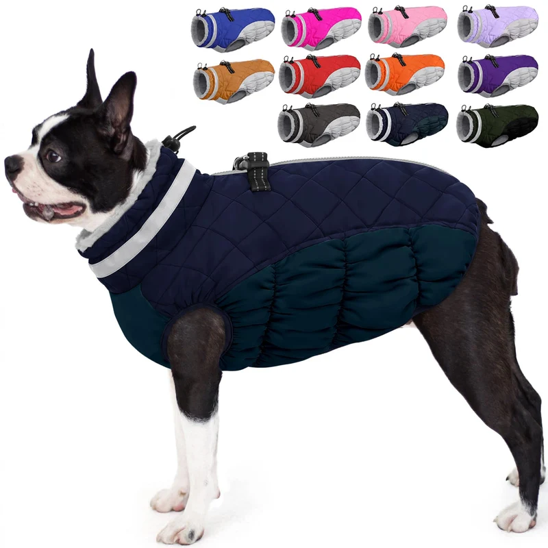 AOFITEE Hundejacke Kleine Hunde, Wasserdicht Hunde Wintermantel Warm Hundemantel mit Geschirr, Rollk