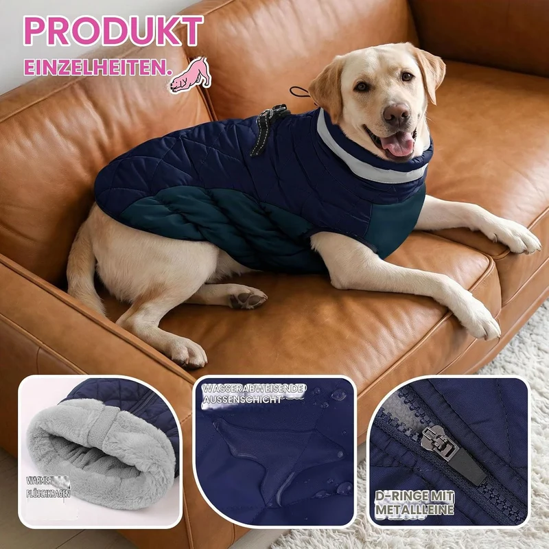 AOFITEE Hundejacke Kleine Hunde, Wasserdicht Hunde Wintermantel Warm Hundemantel mit Geschirr, Rollk