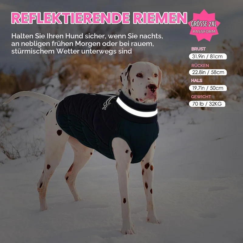 AOFITEE Hundejacke Kleine Hunde, Wasserdicht Hunde Wintermantel Warm Hundemantel mit Geschirr, Rollk
