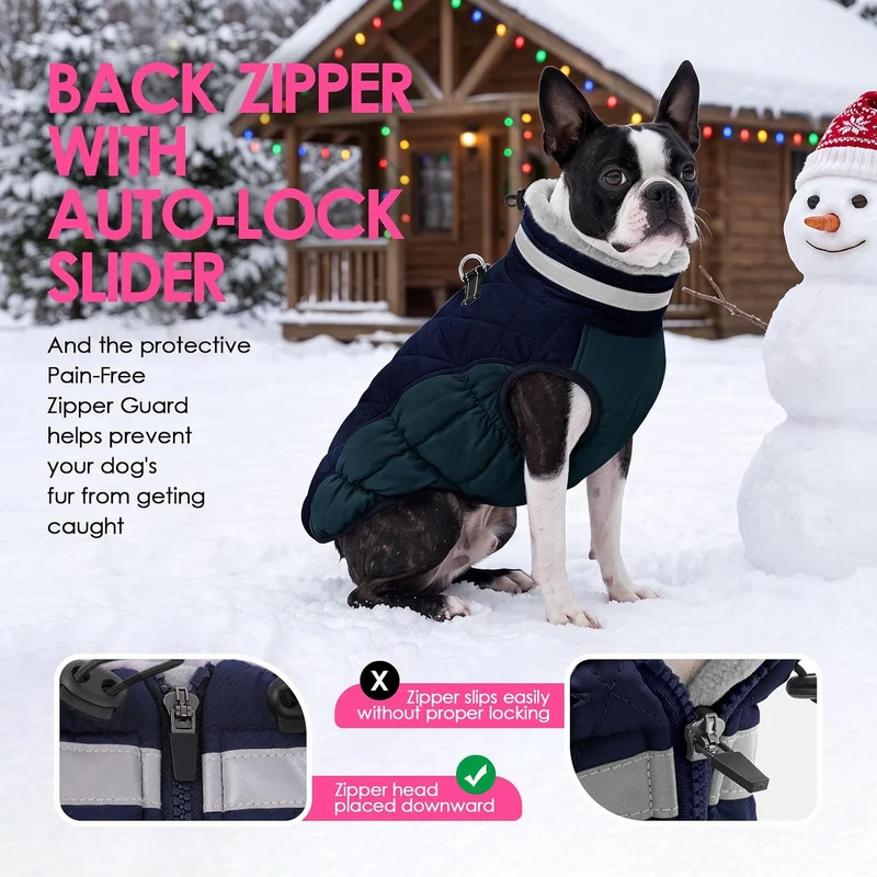 AOFITEE Hundejacke Kleine Hunde, Wasserdicht Hunde Wintermantel Warm Hundemantel mit Geschirr, Rollk