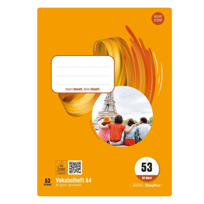 Staufen Style Vokabelheft - 5 Hefte je 32 Blatt, DIN A4, Lineatur 53 (Vokabel mit Mittellinien), 80