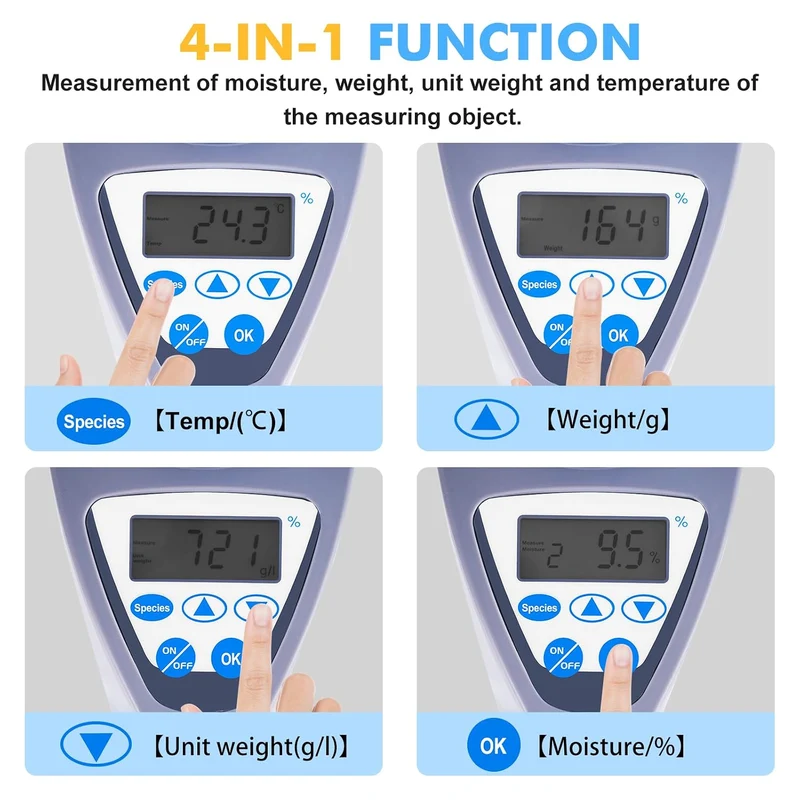 YJINGRUI LDS-1G Digitaler Getreide-Samen-Feuchtigkeitsmessgerät mit Mikrocomputer-Kontrolle, Feuchti