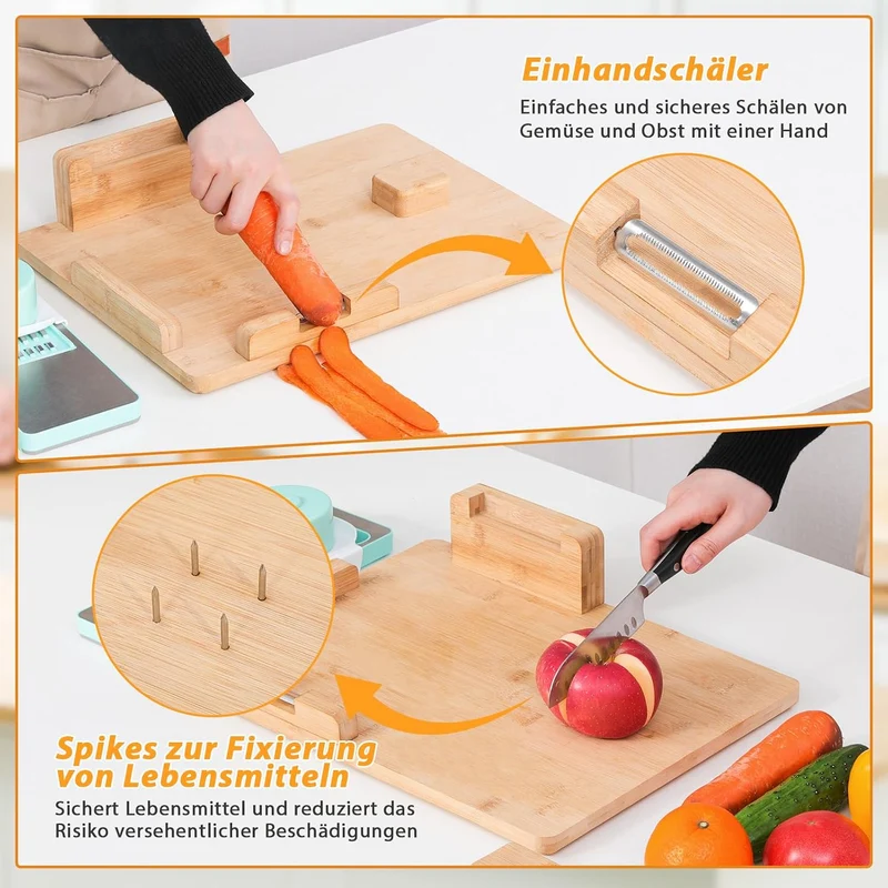 TYYIHUA Einhand-Schneidebrett, einhänderbrett, rutschfest mit Brotstoppern und Spikes, perfekt für A