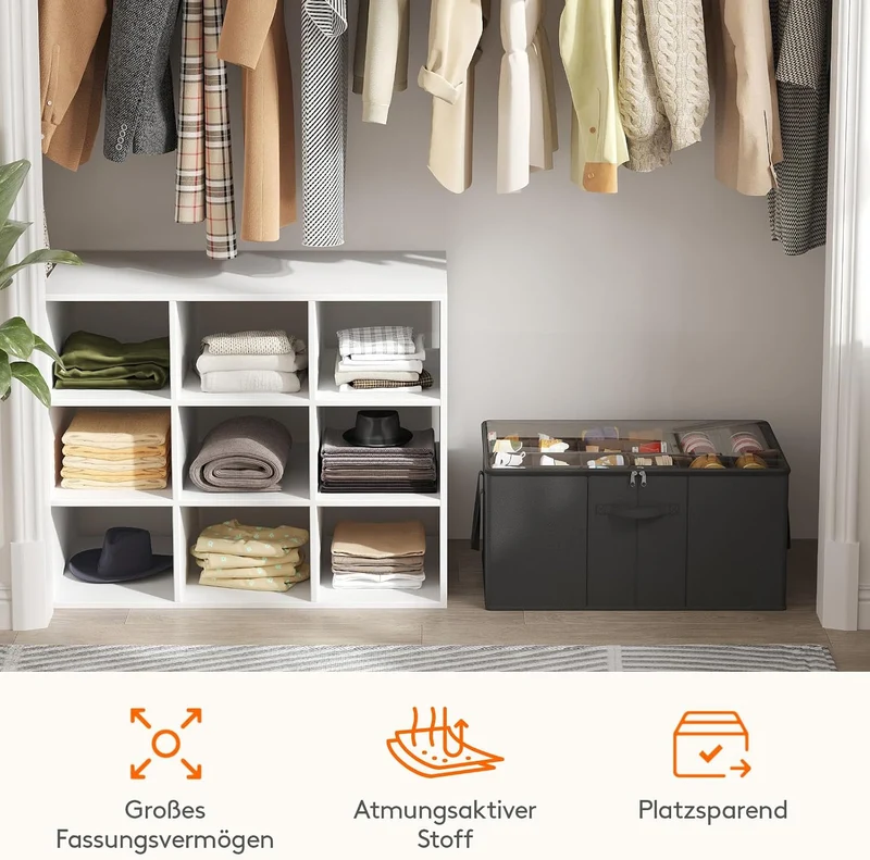Lifewit Grosser Schuhorganizer für den Kleiderschrank, Faltbarer Schuhkarton mit durchsichtigem Deck
